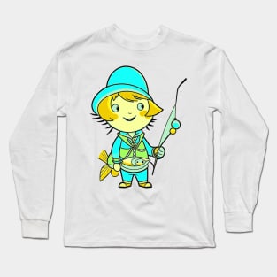 Cute and Funny Fishing Girl Long Sleeve T-Shirt